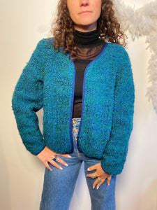 Cardigan mélange bleu et vert