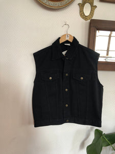 Veste en jean sans manches noire