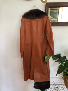 Veste en cuir camel col amovible