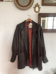 Veste en cuir marron